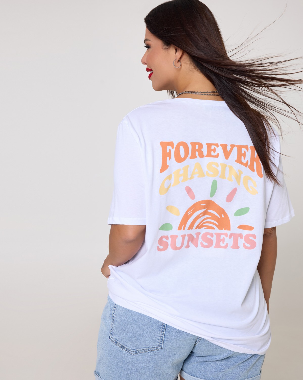 T-Shirt Βαμβακερό "Forever Chasing" Λευκό