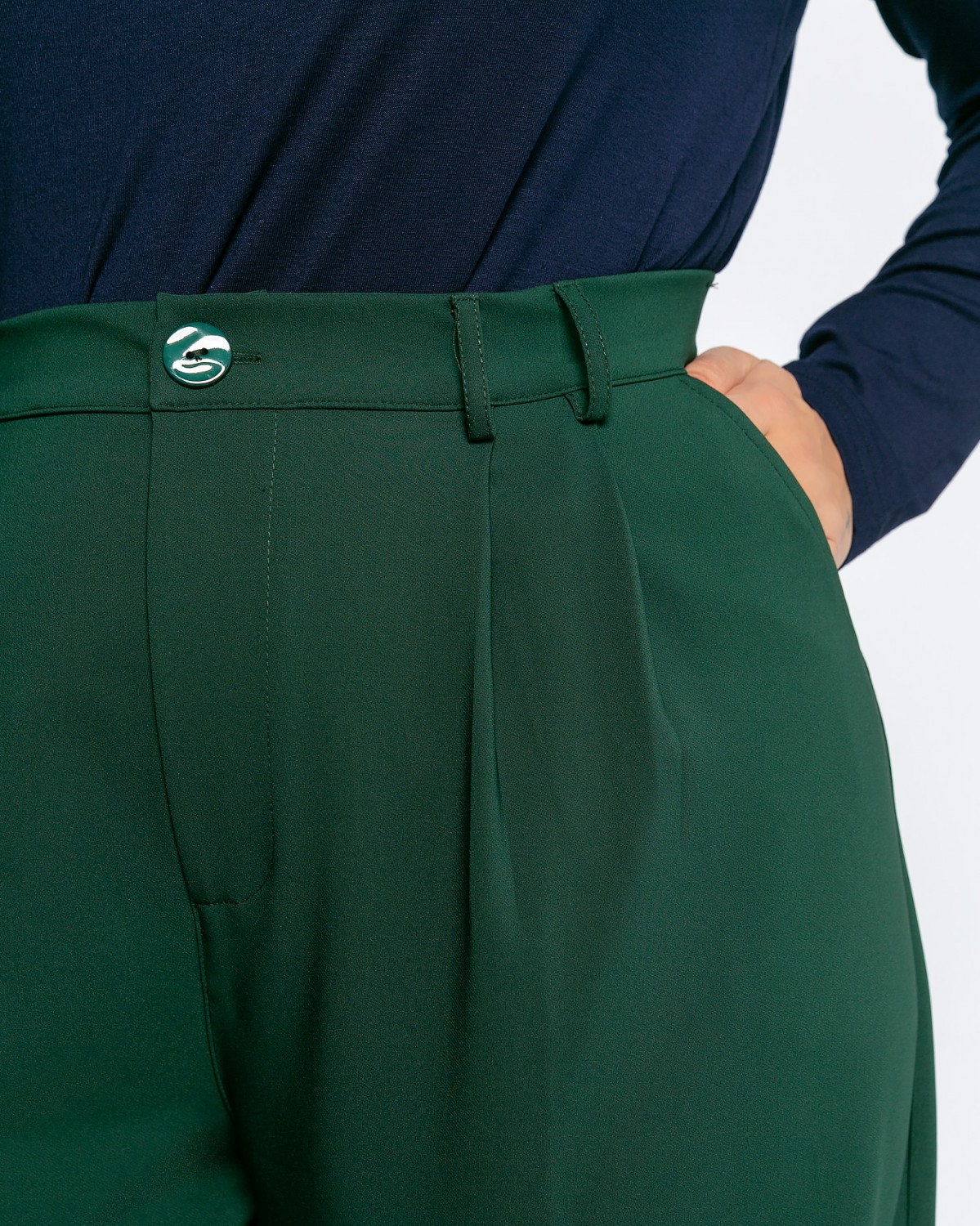 Spodnie z zakładkami, kolor pure green