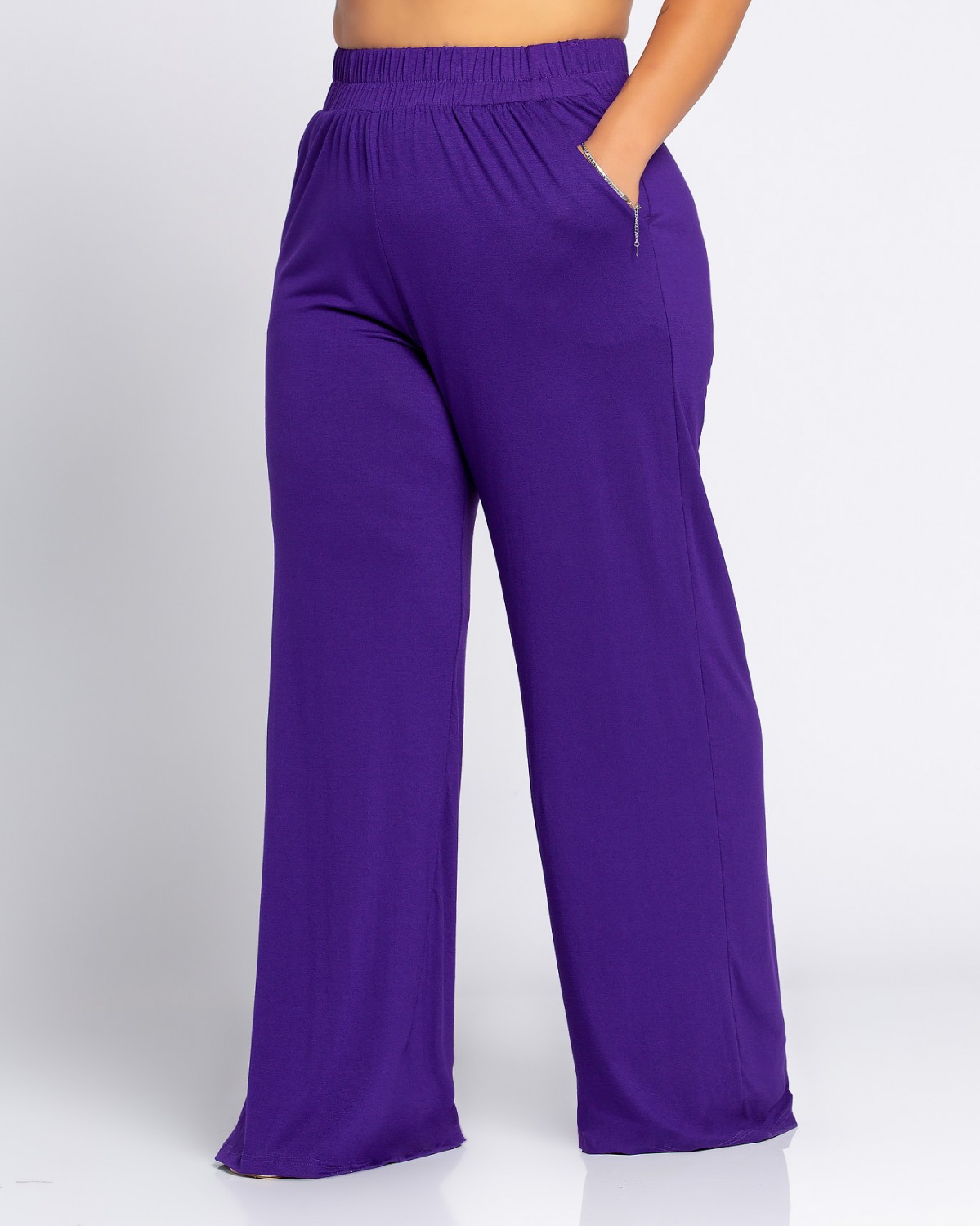 Szerokie spodnie z wiskozy i wysokim stanem, kolor purpurowy