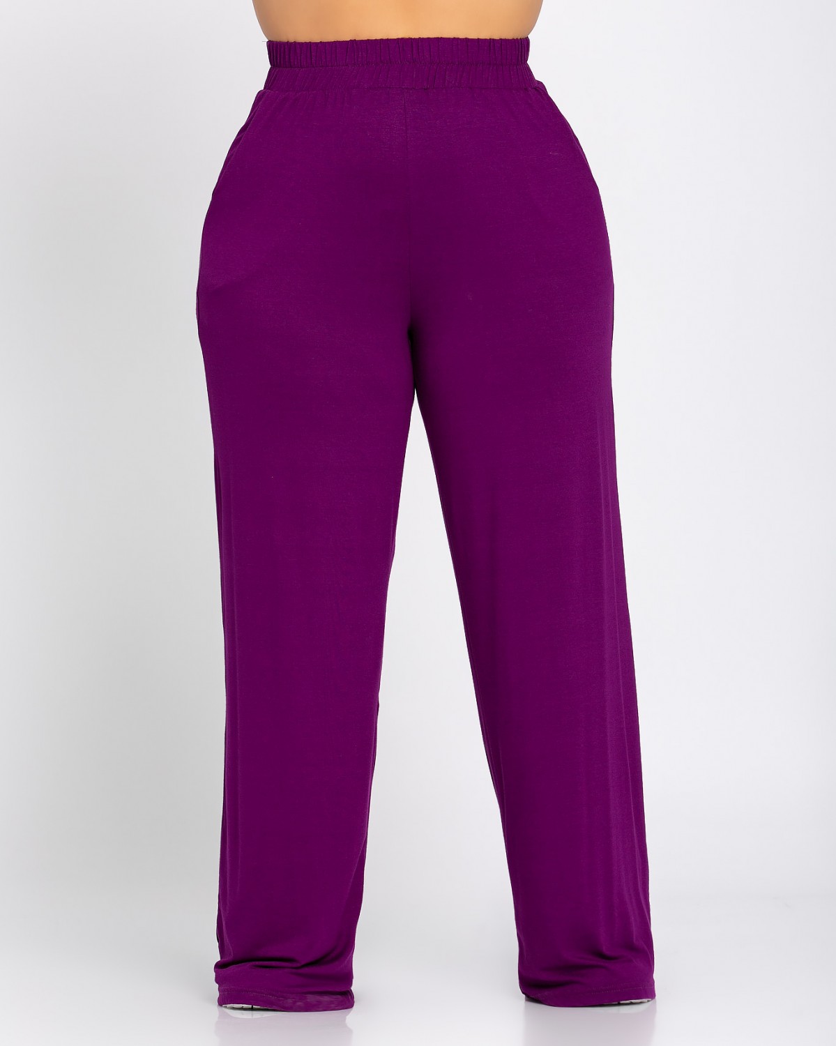 Szerokie spodnie z wiskozy i wysokim stanem, kolor fioletowy