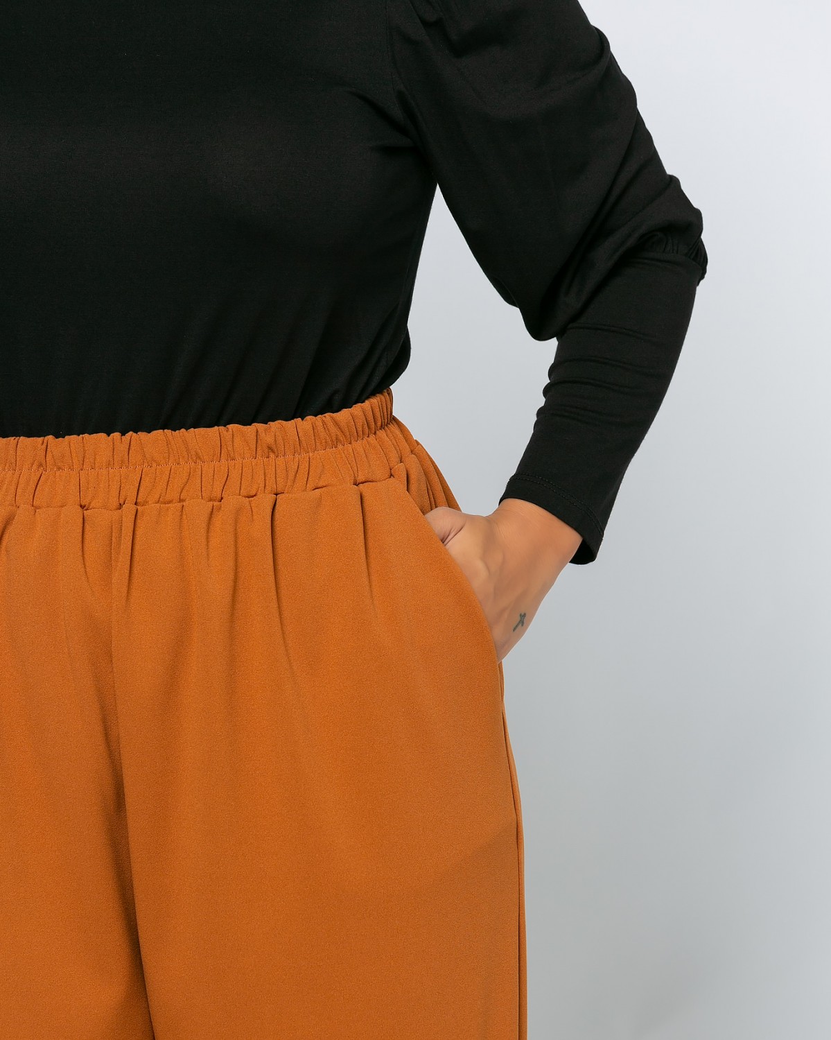 Spodnie z krepy, kolor Orange Brown