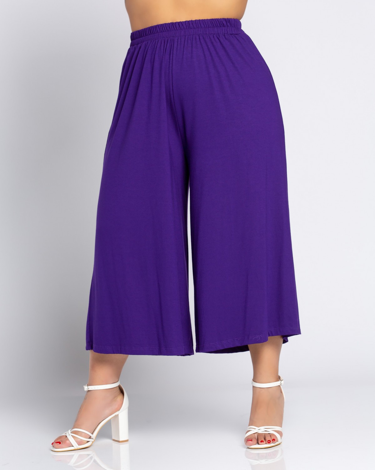 Jupe Culotte z gumką w pasie, kolor purpurowy