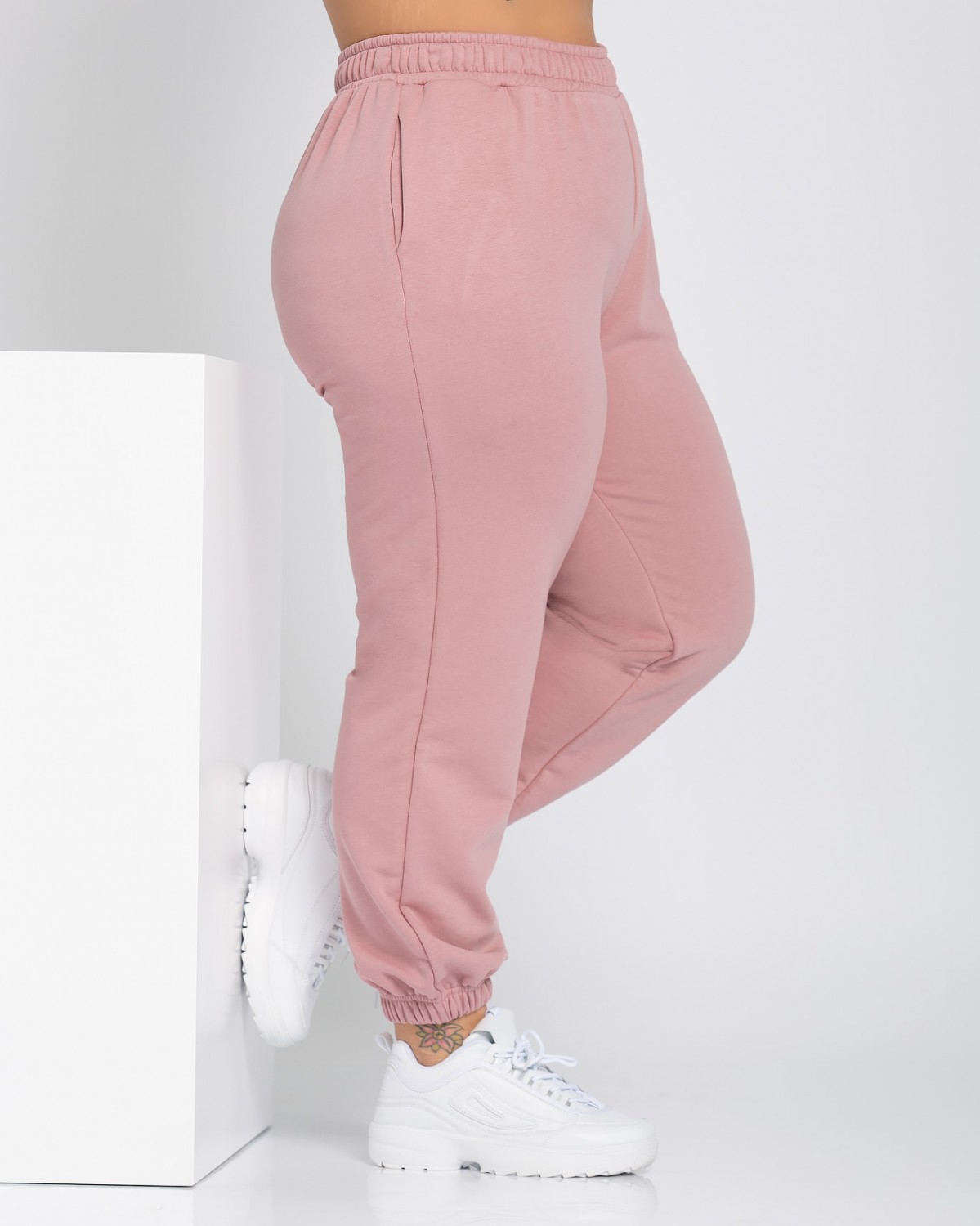 Spodnie dresowe z gumką, kolor dirty pink