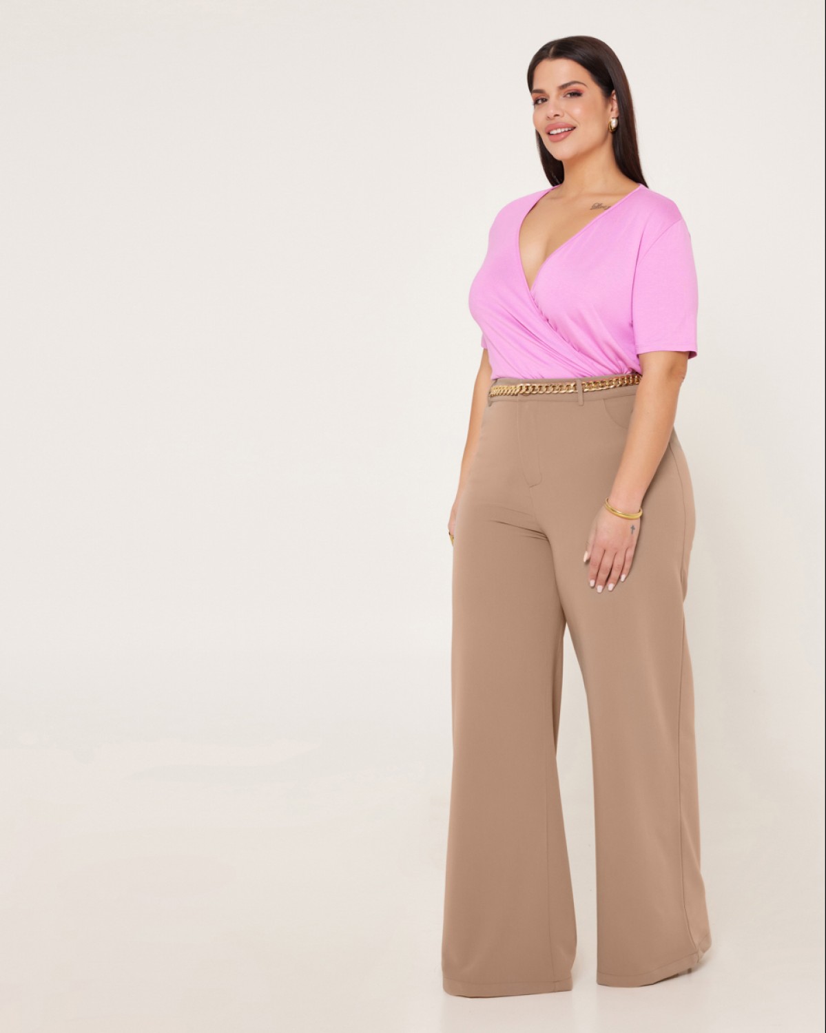 Παντελόνι Με Λάστιχο Στην Μέση Taupe Brown Light