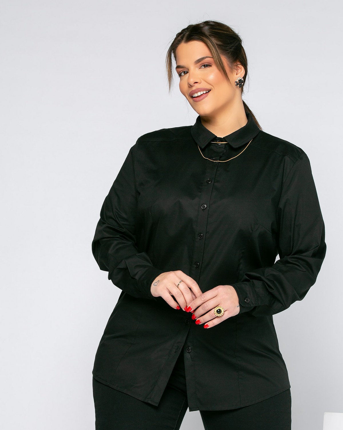 Koszula Popelina, kolor czarny