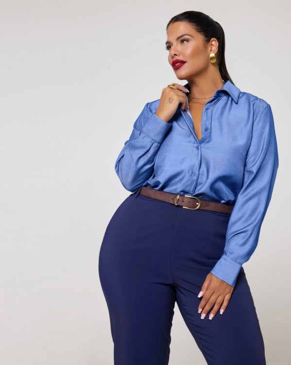Πουκάμισο Εφέ Jean Light Blue