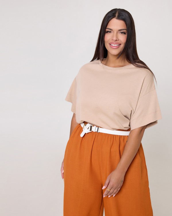 Τ-Shirt Με Φαρδύ Μανίκι Almond