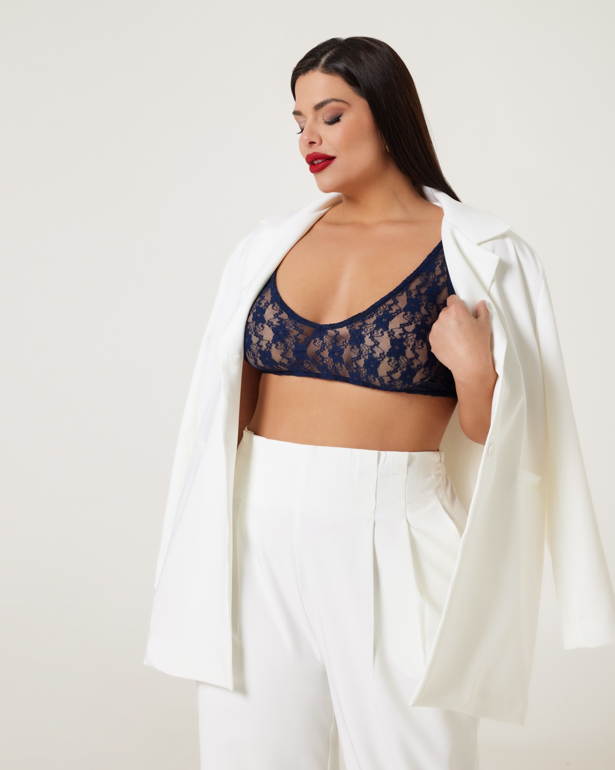 Bralette Με Δαντέλα Και Ρυθμιζόμενες Τιράντες Μπλε Νύχτας