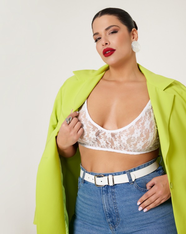 Bralette Με Δαντέλα Και Ρυθμιζόμενες Τιράντες Λευκό 