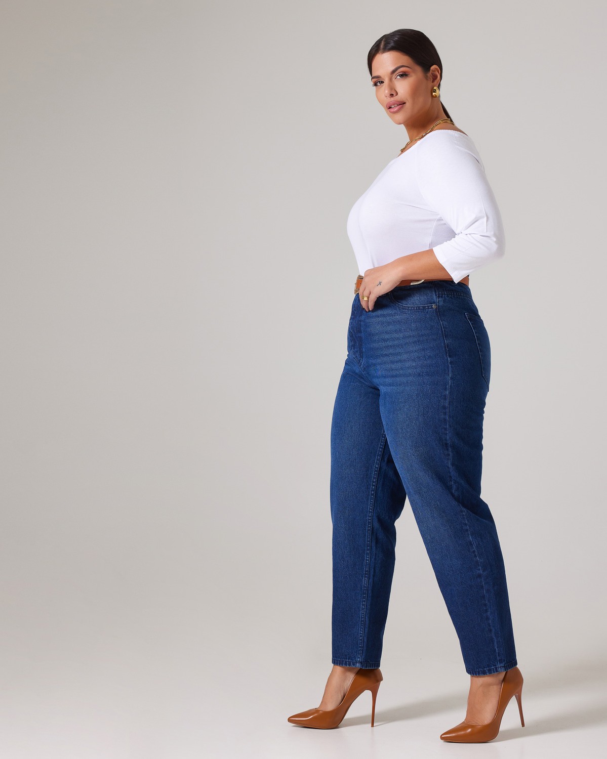 Loose Mom High Waist Jean Dark Blue