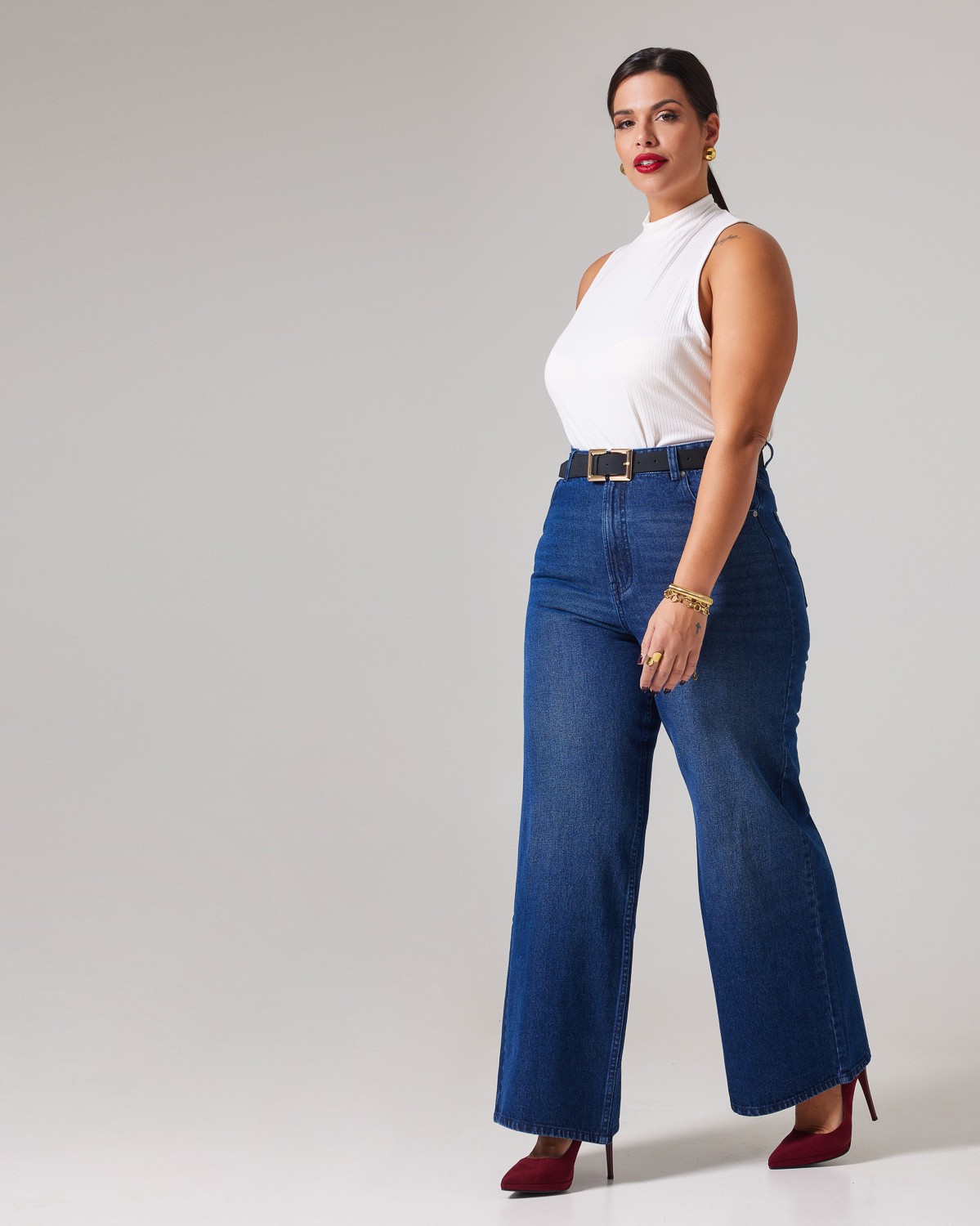 Wide High Waist Jean Dark Blue