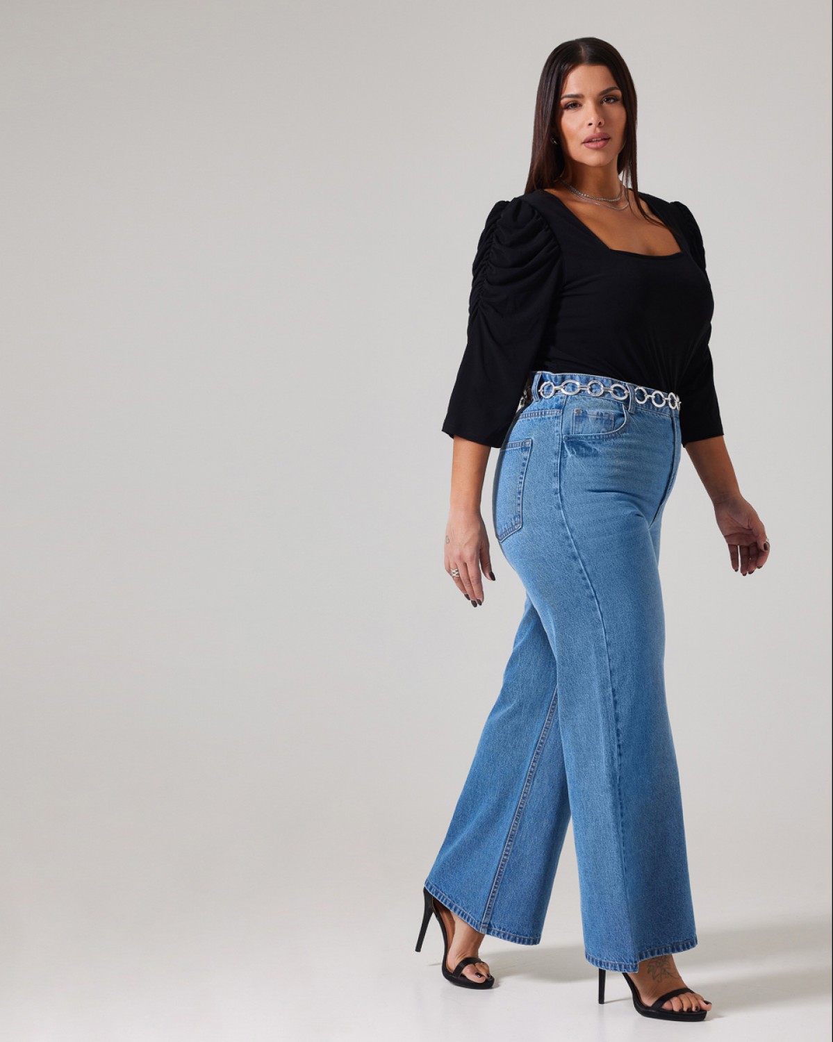 Wide High Waist Jean Light Blue