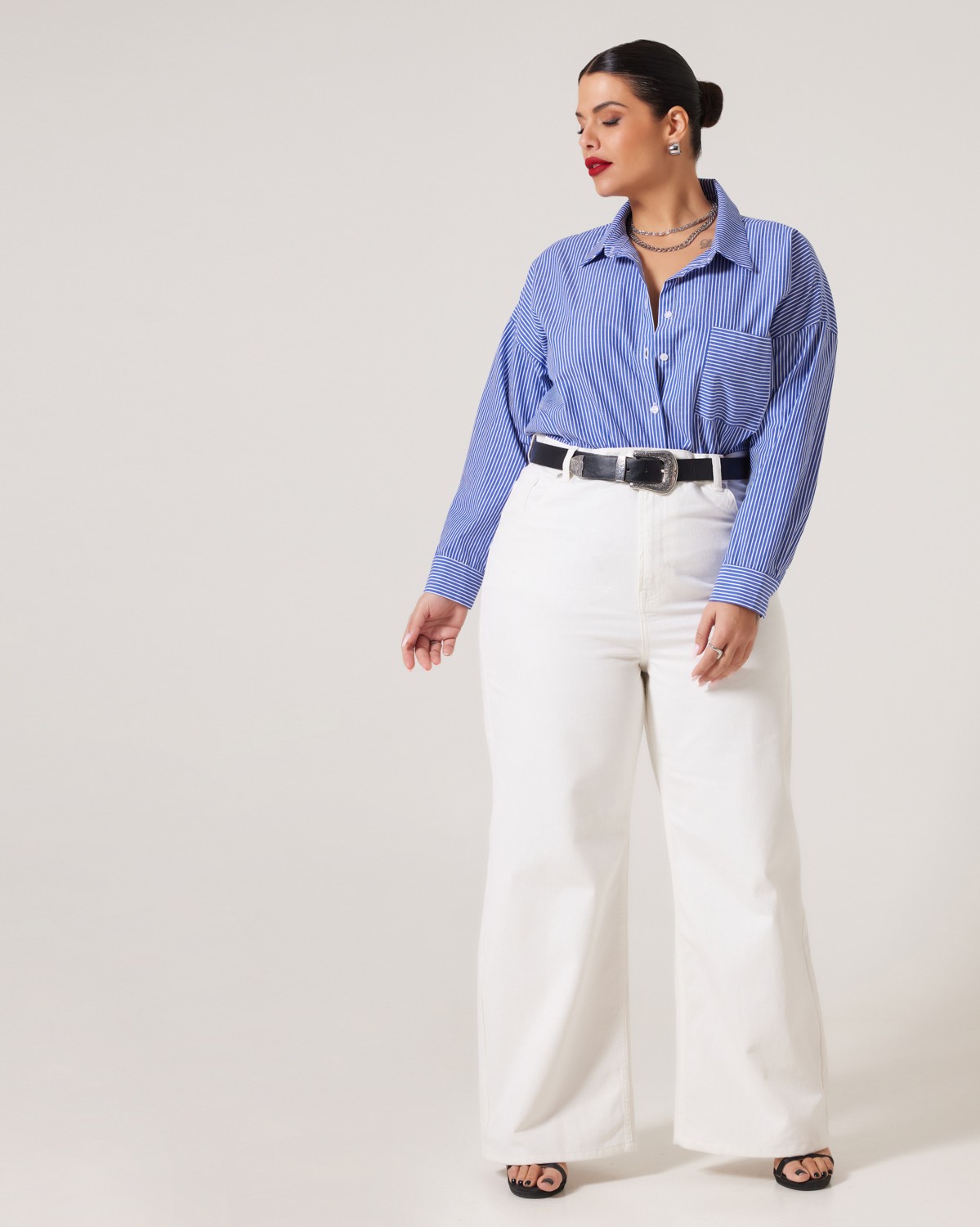 Wide High Waist Jean Off White