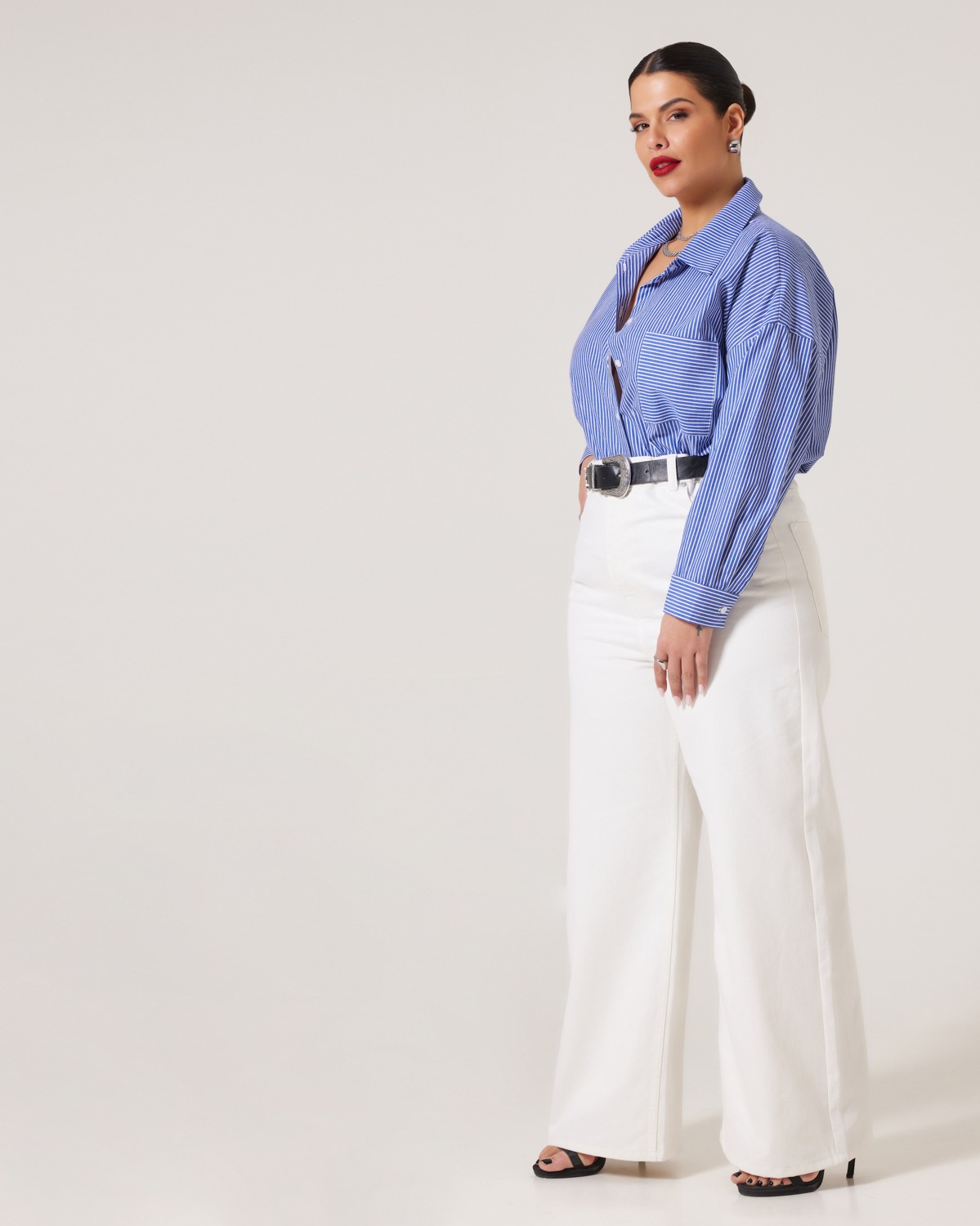 Wide High Waist Jean Off White
