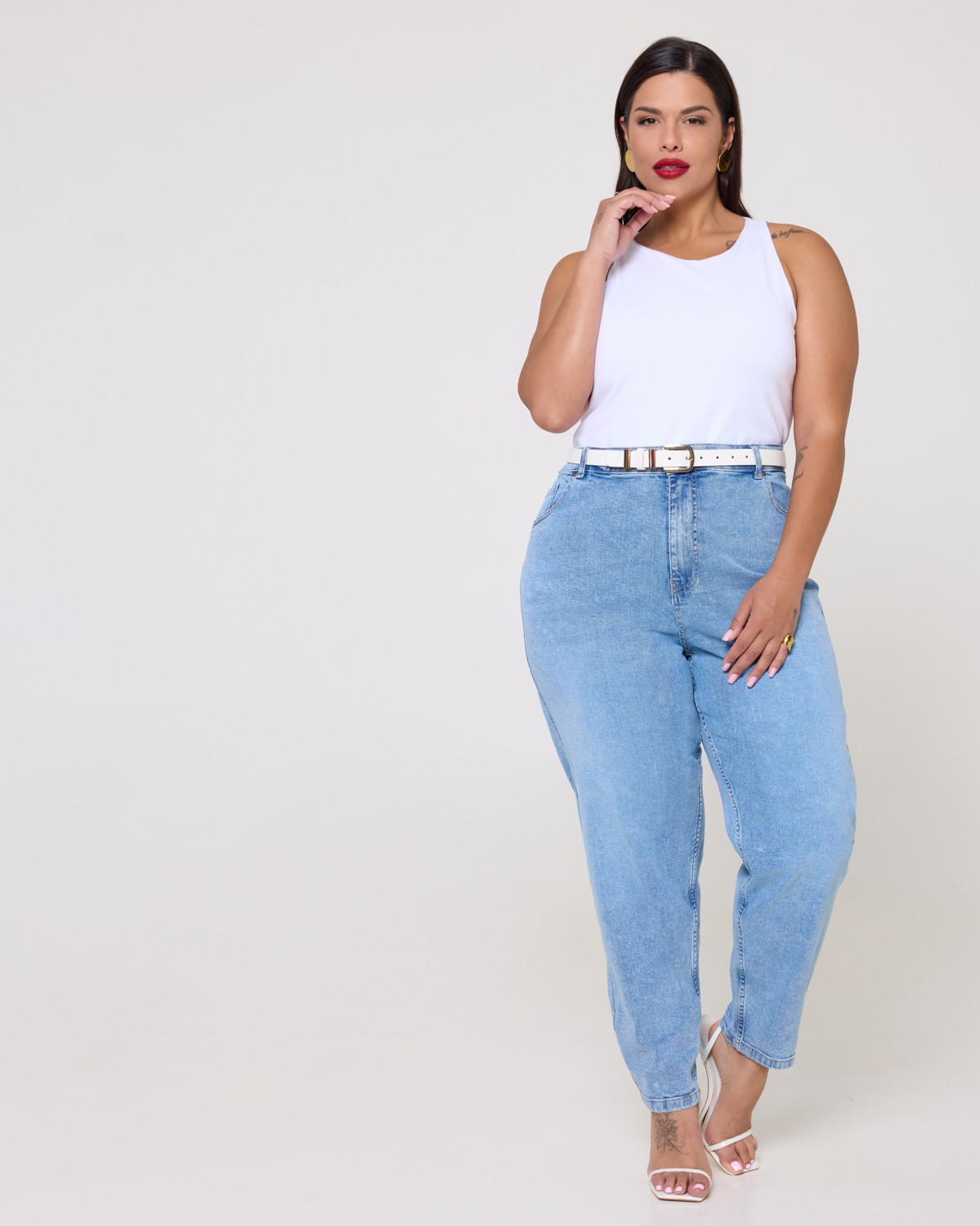 Loose Mom High Waist Jean Ελαστικό Super Light Blue