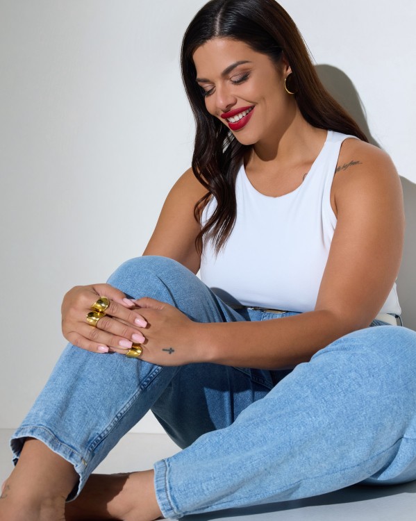 Loose Mom High Waist Jean Ελαστικό Super Light Blue