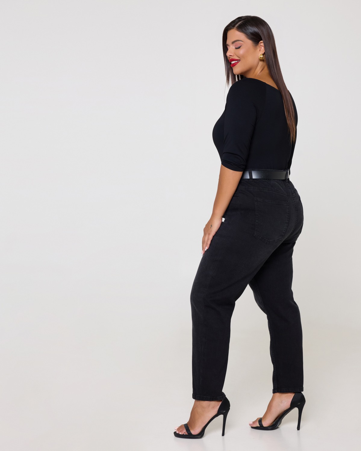 Loose Mom High Waist Jean Ελαστικό Μαύρο