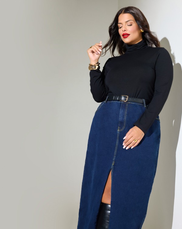 Jean Midi Φούστα Με Σκίσιμο Dark Blue